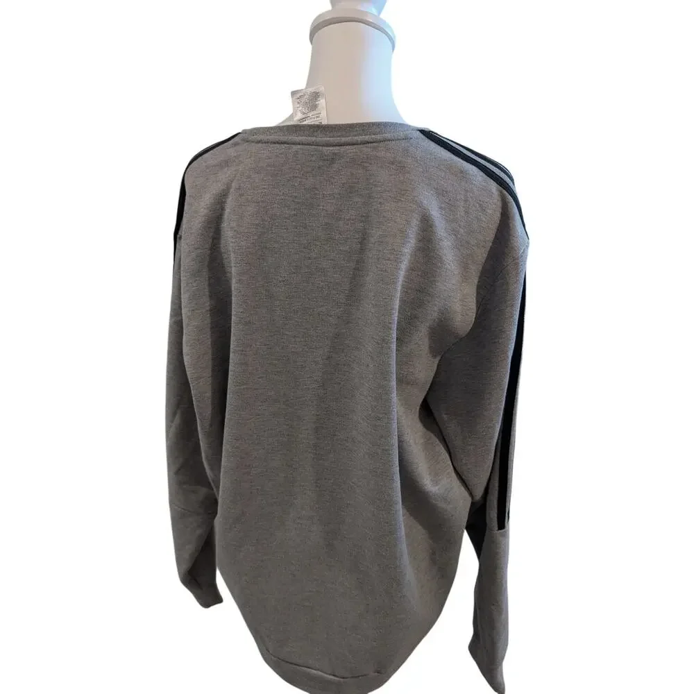 Adidas Sweatshirt Mens Gray Three‎ Stripe Crew Neck Pullover Athletic size XL